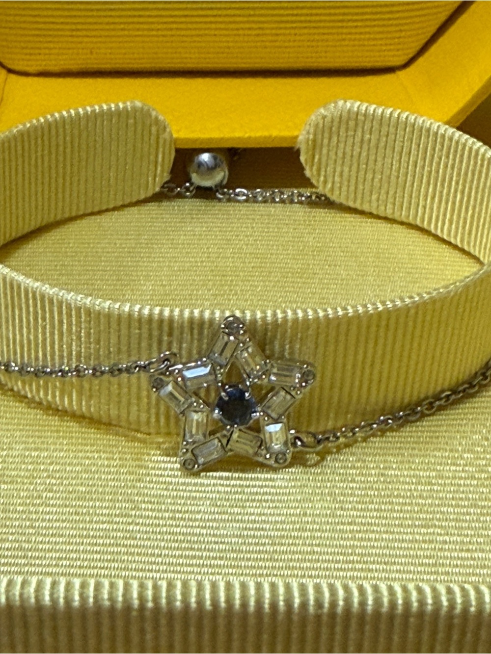 Pandora Silver Star Necklace with Blue Center
